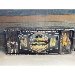 WWE Jakks United States Championship Belt w/ Booker T & Chris Benoit figure 2pk